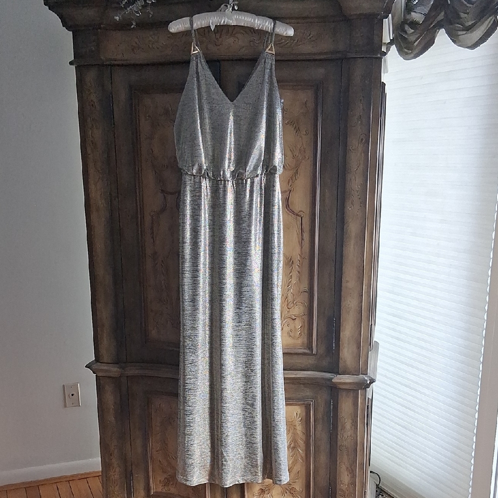 Calvin Klein Gold Metallic Maxi Dress